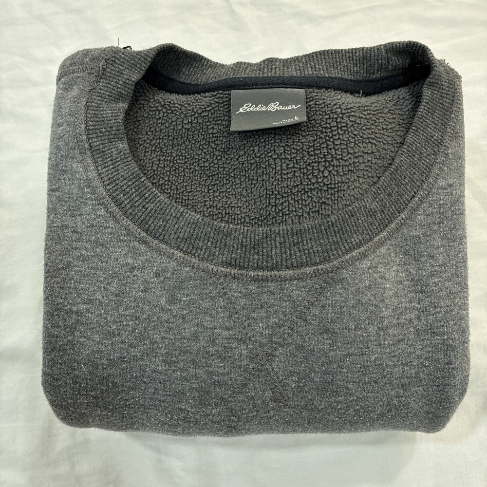 Eddie Bauer Sweatshirt Mens Large Gray Soft Fleece Crewneck Pullover Casual - Picture 9 of 10